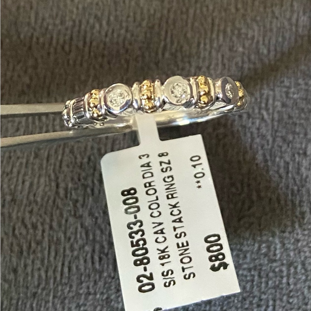 LAGOS Three Diamond Stacking Ring. Size 8